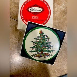Spode Christmas Tree set of 6 round coasters in box